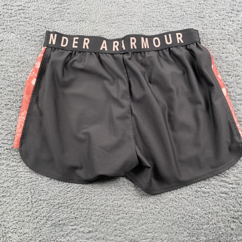 Under Armour Shorts Womens Medium Black Red HeatGear Running Loose Fit Athletic - Picture 2 of 9